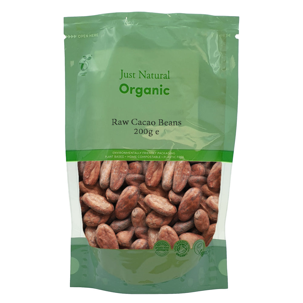 Just Natural Org Cacao Beans Raw 200g