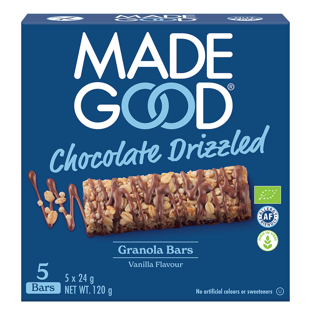 MadeGood Vanilla Granola Bar Chocolate Drizzled 5x24g