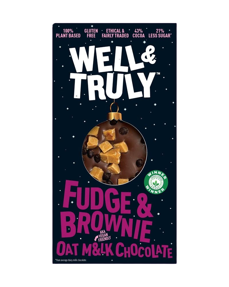 Well & Truly Fudge Brownie Bauble Oat M&lk Chocolate 90g
