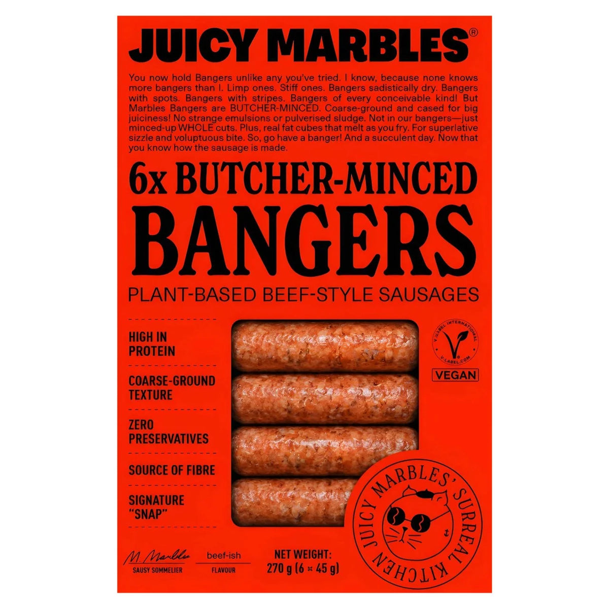Juicy Marbles Butcher-Minced Bangers 270g