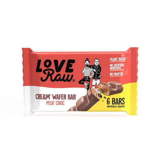 LoveRaw Milk Choc Cream Filled Wafer Bars Multipack 129g