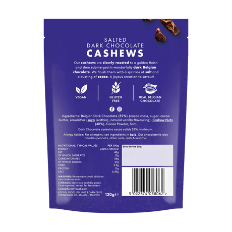 Forest Feast Salted Dark Choc Cashews 120g