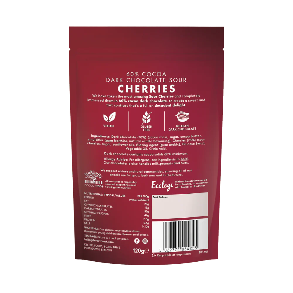 Forest Feast Dark Choc Cherries 100g