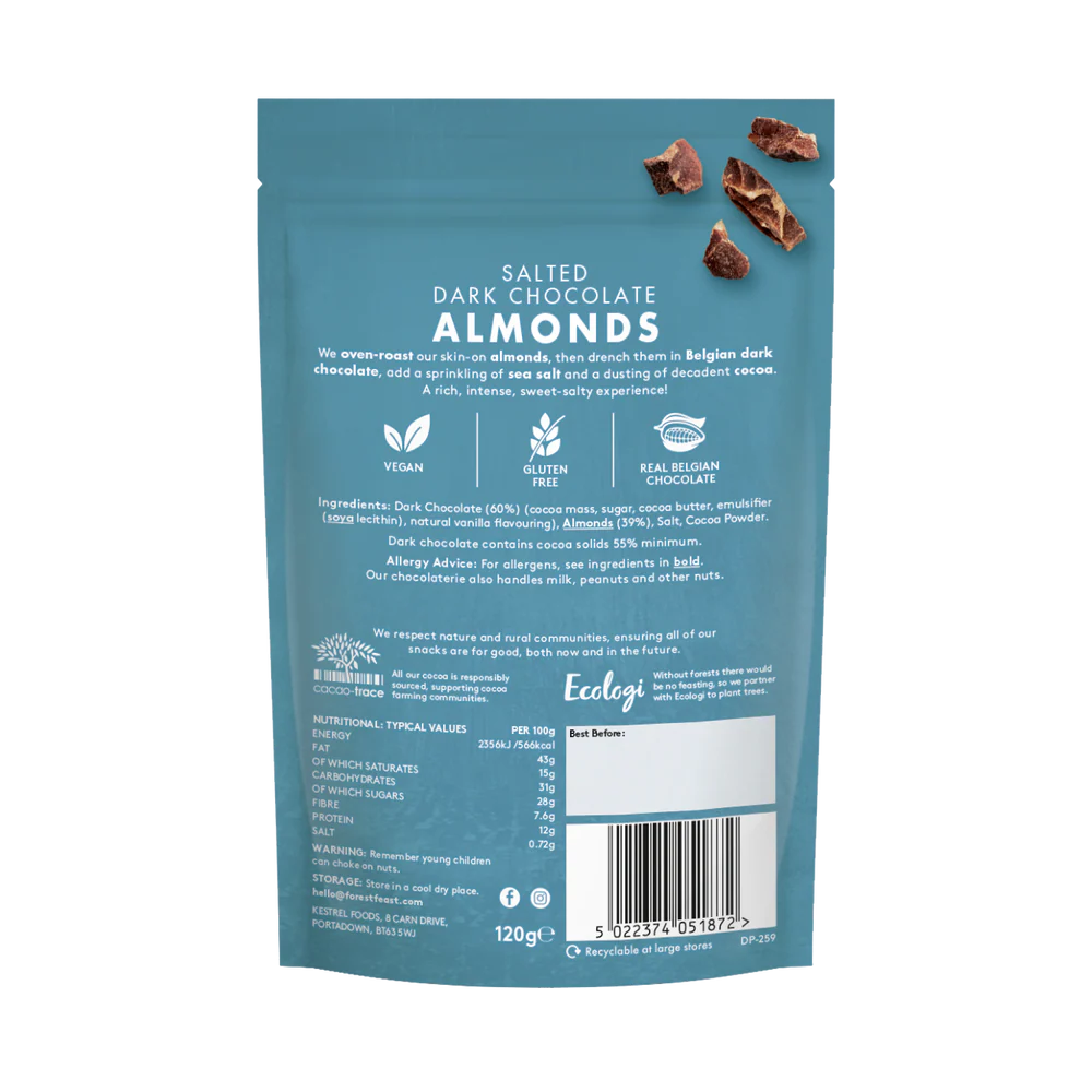 Forest Feast Dark Choc Almonds 120g