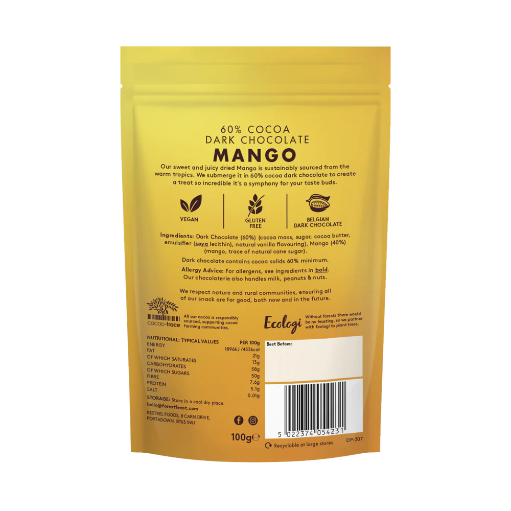 Forest Feast Dark Choc Mango 100g