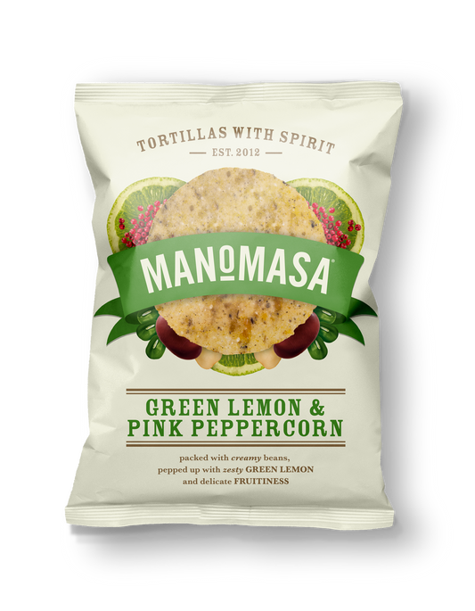 Manomosa Green Lemon & Pink Peppercorn Tortilla Chips 140g