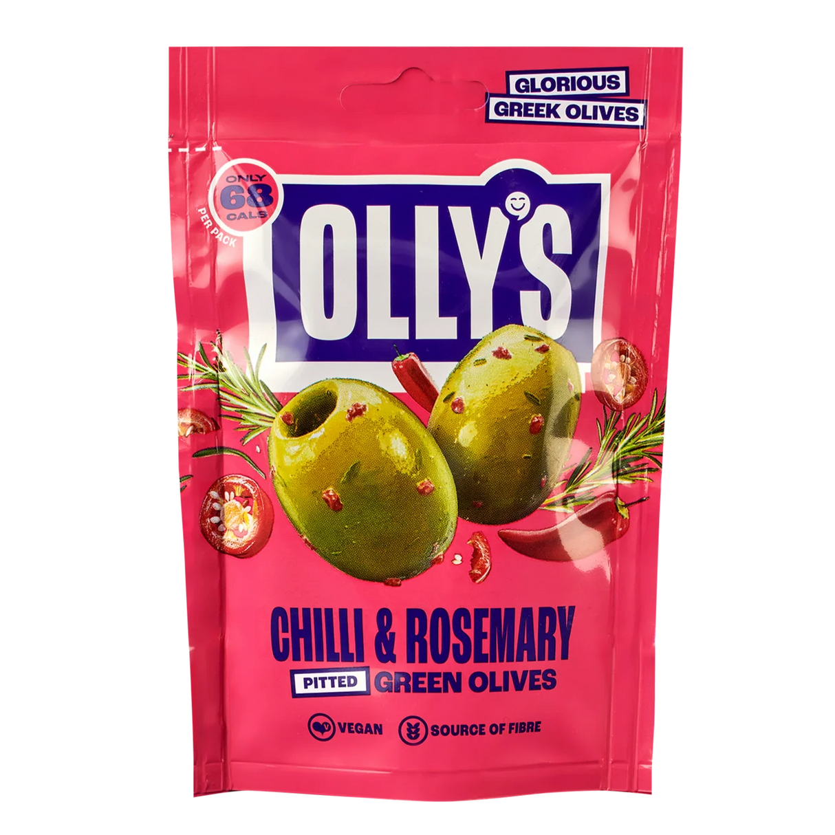 Olly's Chilli & Rosemary Pitted Green Olives 50g