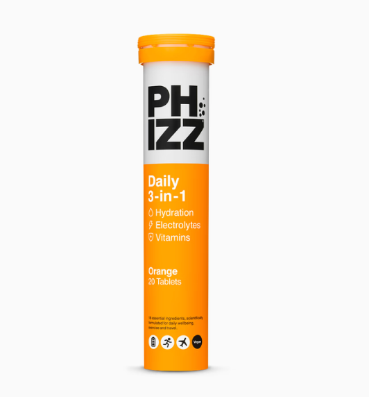 Phizz Daily 3-in-1 Electrolytes and Vitamins Orange 20 Tablets