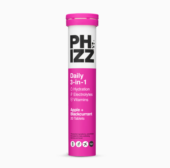 Phizz Daily 3-in-1 Electrolytes and Vitamins Apple & Blackcurrant 20 Tablets