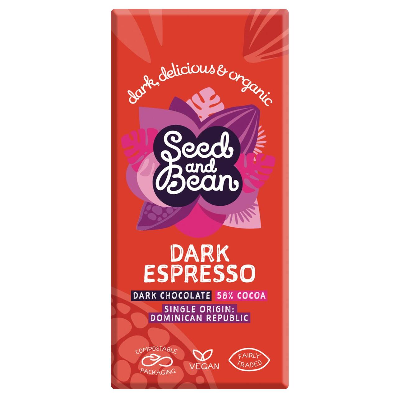 Seed & Bean Organic Dark Espresso Chocolate Bar 75g