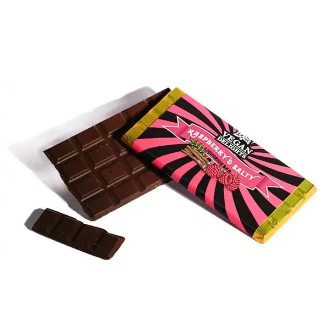 Vegan Delights Raspberry Salty Liquorice Bar 80g