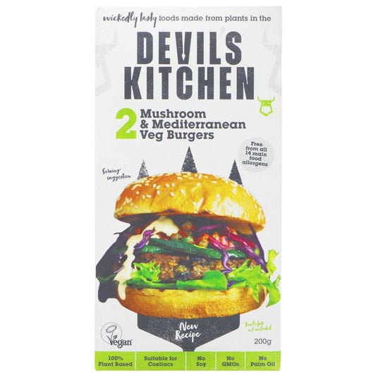 Devil's Kitchen Mushroom & Med Veg Burger 200g