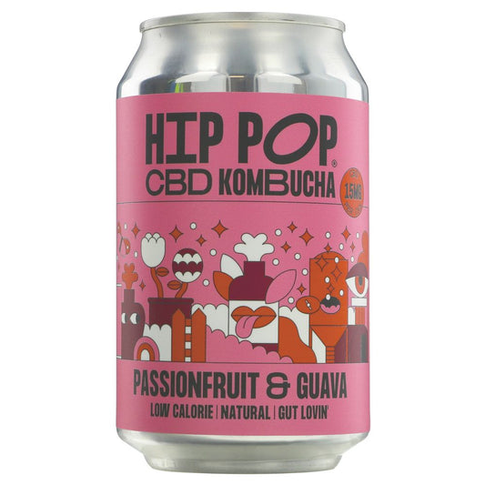 Hip Pop CBD Kombucha Passionfruit & Guava 330ml