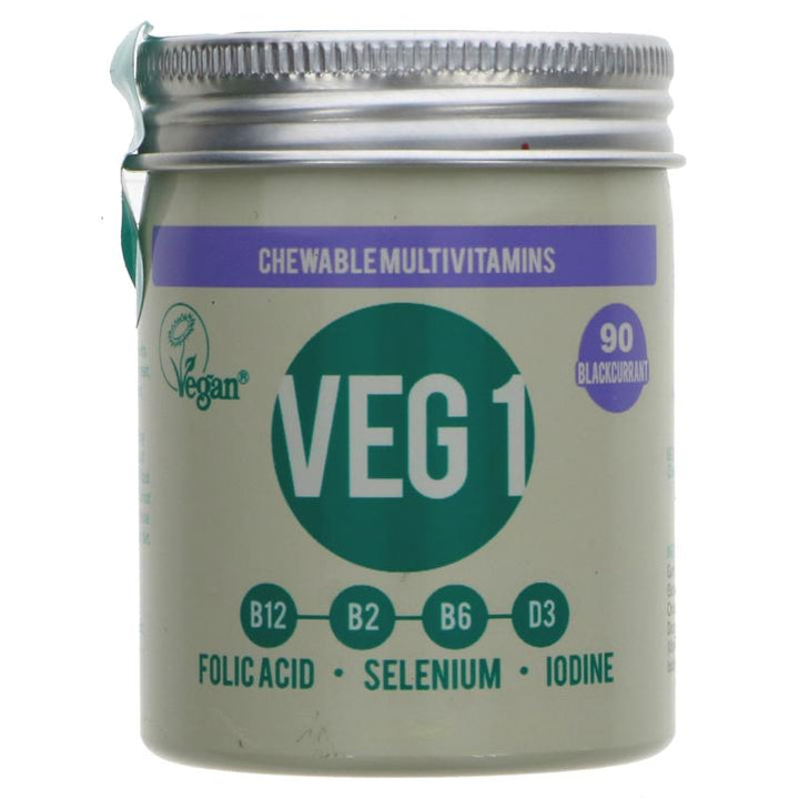 Vegan Society VEG1 Chewable Multivitamin Blackcurrant Flavour x90 tabs