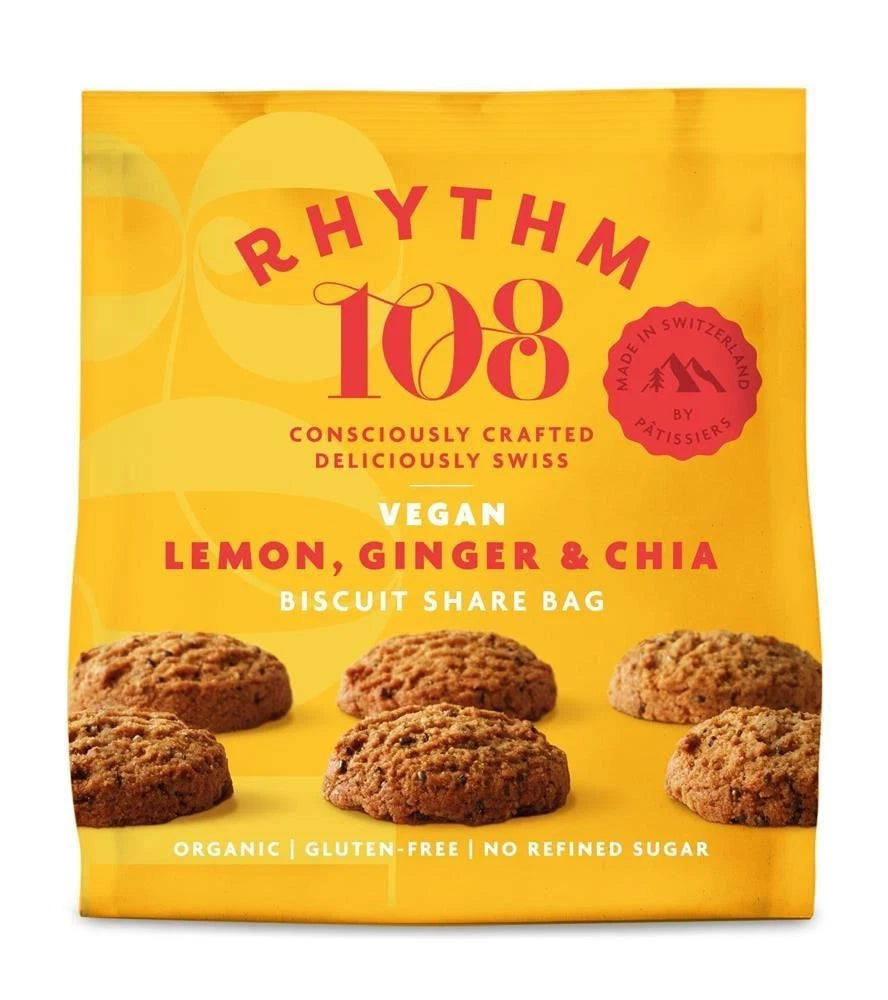 Rhythm 108 Lemon Ginger Chia Biscuits 135g