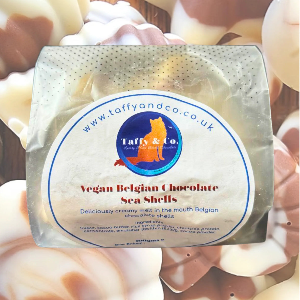 Taffy & Co Vegan Belgian Chocolate Seashells 100g
