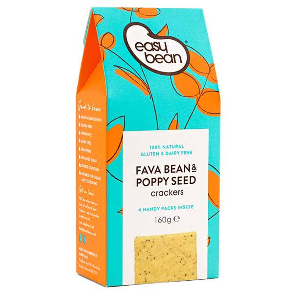 Easy Bean Fava & Poppy Crackers 150g